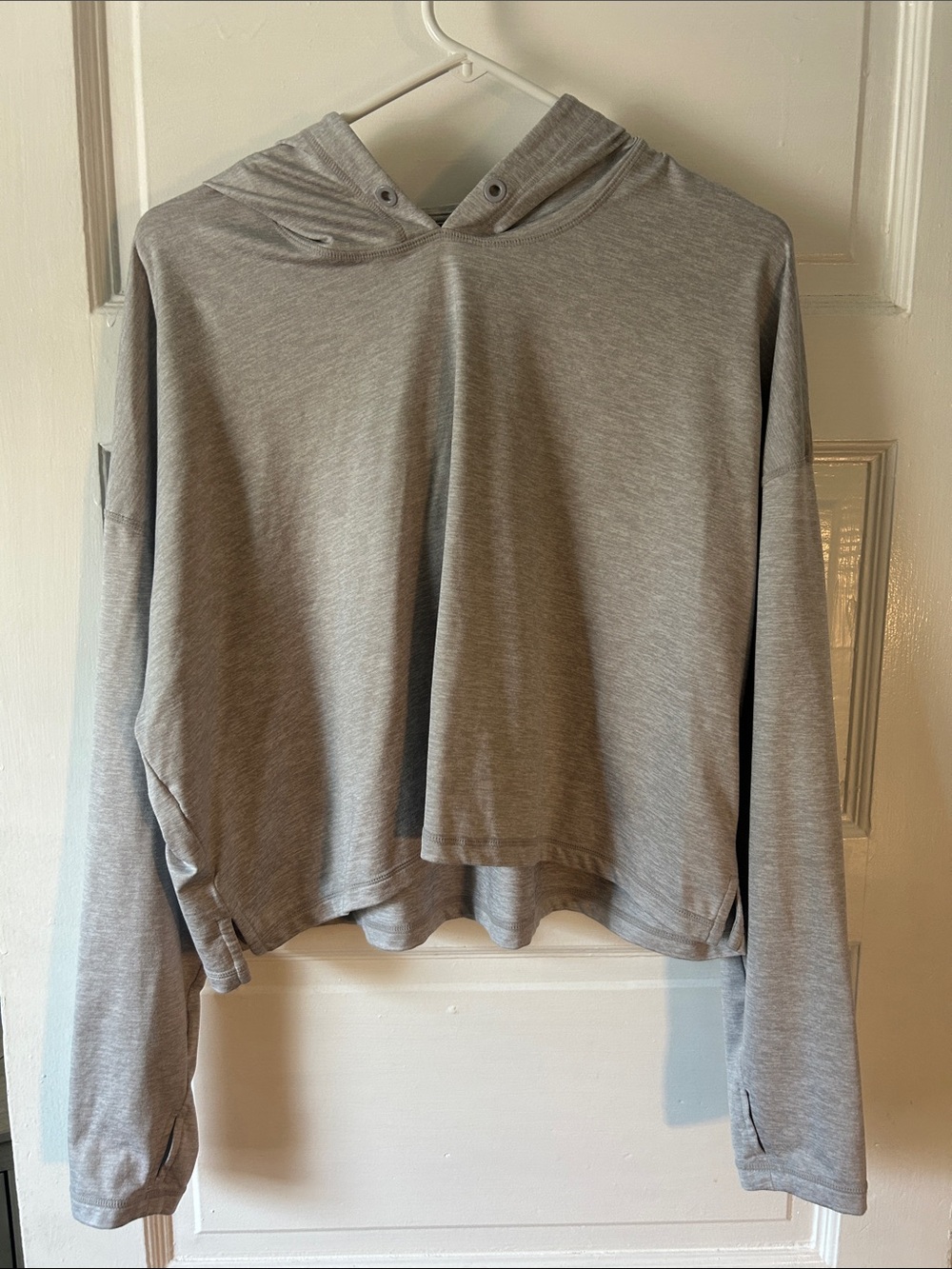 Athleta Light Grey Cropped Hoodie Medium